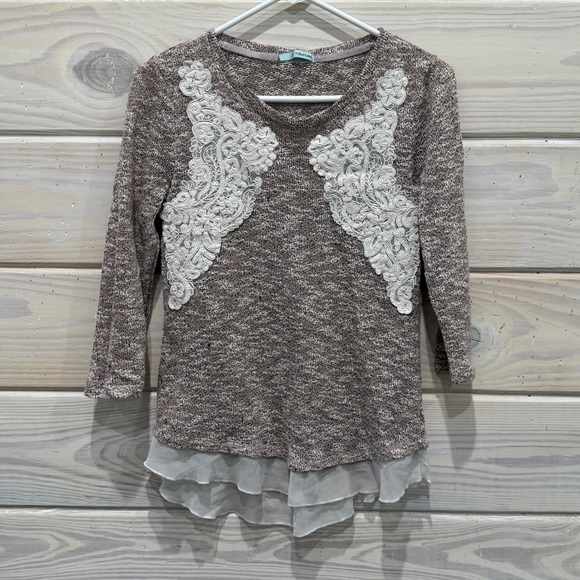 Maurices Tops - Maurices Brown Lace Detail Blouse